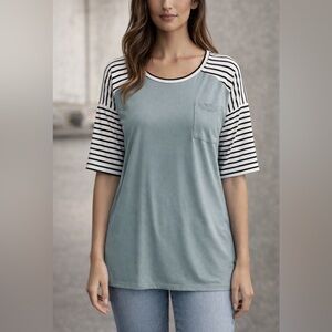 Striped Sleeve Pocket Tee